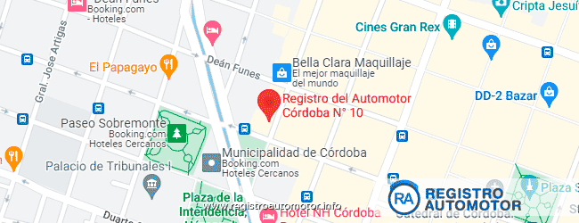Mapa Registro Automotor 10 Córdoba Capital