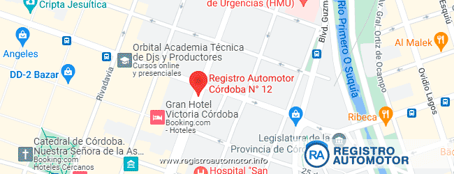 Mapa Registro Automotor 12 Córdoba Capital