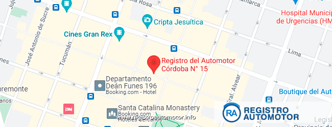 Mapa Registro Automotor 15 Córdoba Capital