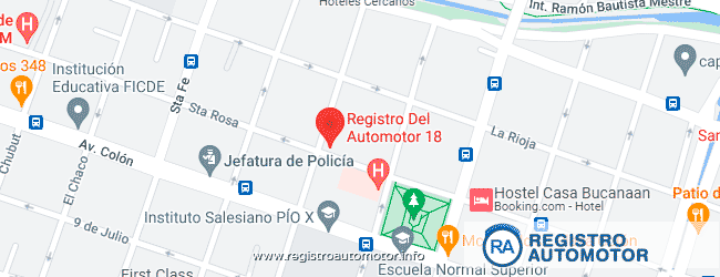 Mapa Registro Automotor 18 Córdoba Capital
