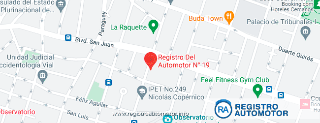 Mapa Registro Automotor 19 Córdoba Capital