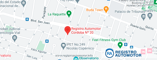 Mapa Registro Automotor 20 Córdoba Capital