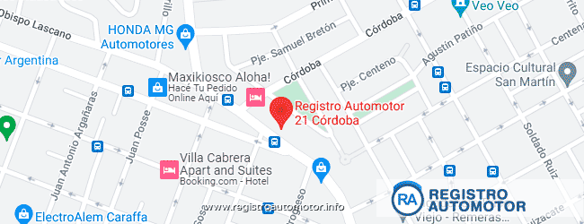 Mapa Registro Automotor 21 Córdoba Capital
