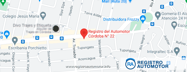 Mapa Registro Automotor 22 Córdoba Capital