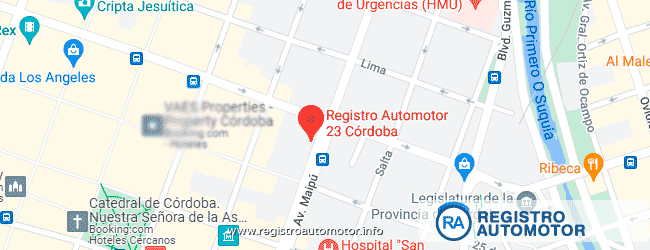 Mapa Registro Automotor 23 Córdoba Capital