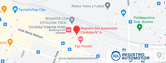 Mapa Registro Automotor 6 Córdoba Capital