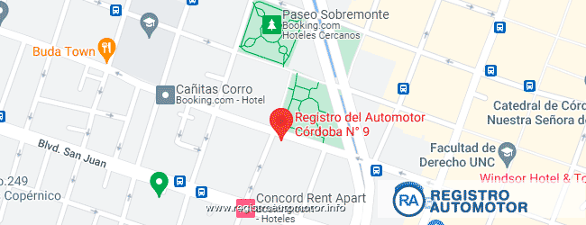 Mapa Registro Automotor 9 Córdoba Capital