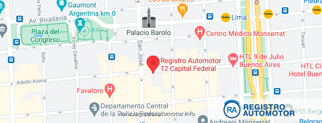 Mapa Registro Automotor 12 Capital Federal DNRPA