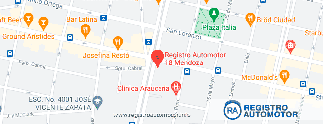 Mapa Registro Automotor 18 Mendoza DNRPA