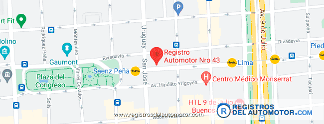 Mapa Registro Automotor 43 Capital Federal DNRPA