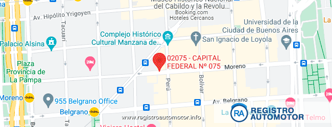 Mapa Registro Automotor 75 Capital Federal CABA