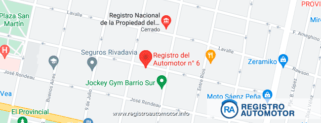 Mapa Registro Automotor 6 Tucumán DNRPA